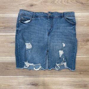Highway Jeans  Distressed Blue Denim Skirt